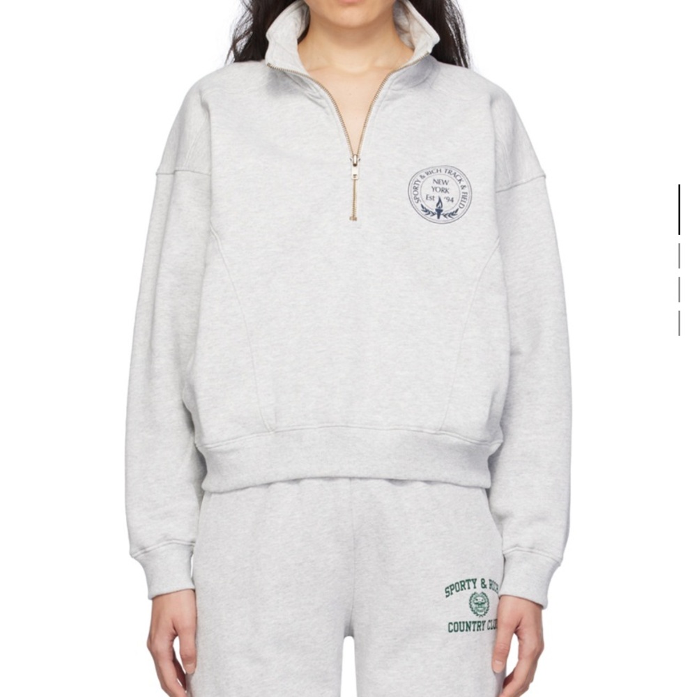 Brand New SPORTY & RICH Gray Central Park Sweater